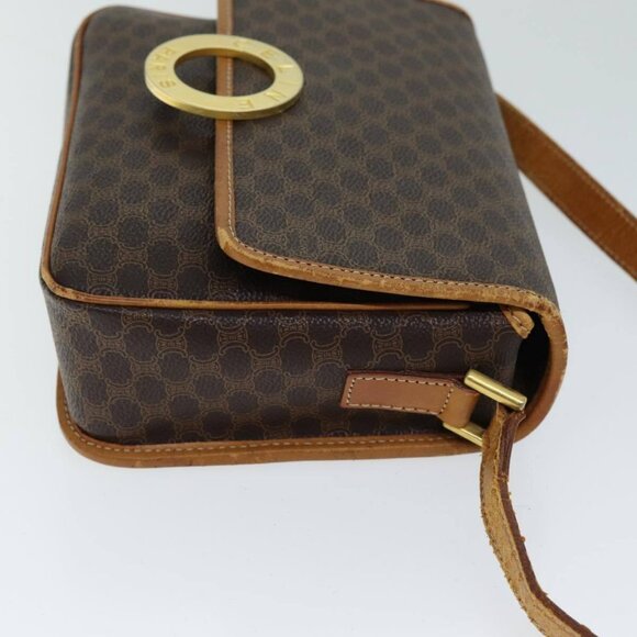 CELINE Macadam Canvas Shoulder Bag PVC Leather Brown - Picture 4 of 16